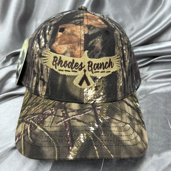 Mossy Oak Men’s Trucker Hat Rhodes Ranch Mesh Camo Curved Cap Summer Fashion NEW - Picture 1 of 9